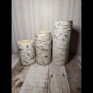 3 Tea Light Or Votive Holders Fake Birch. Beautiful Birch Candle Holder Deco